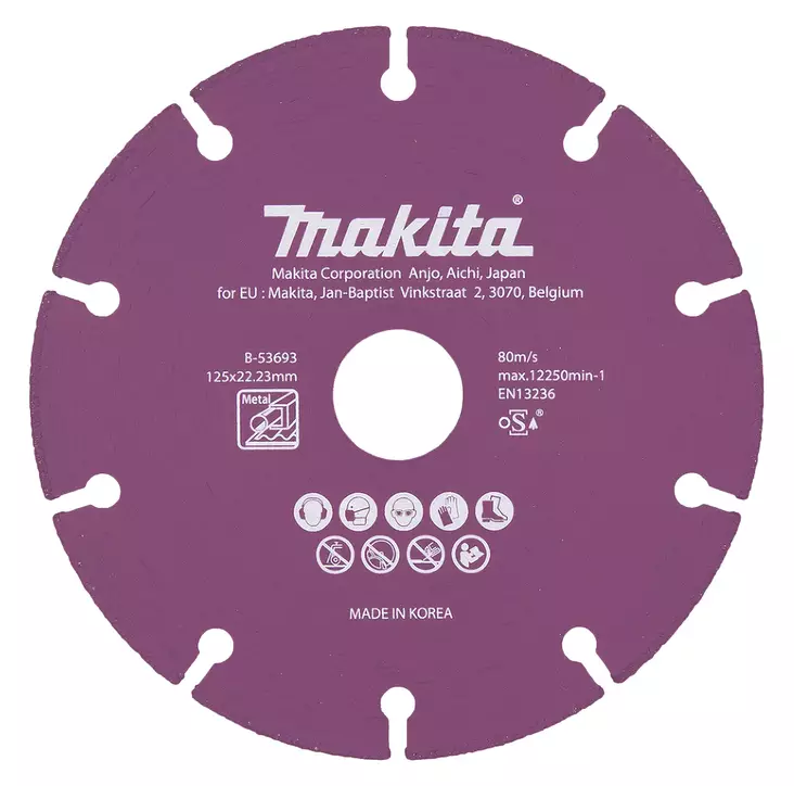 MAKITA KATKAISULAIKKA TIMANTTI 125X1,3MM. TERÄS, RUOSTUMATON TERÄS, MUOVI, BETONI - Kulmahiomakoneen terät - B-53693 - 1