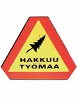 Hakkuutyömaa varoituskolmio - Merkintävälineet ja metsurin mitat - K13844 - 1