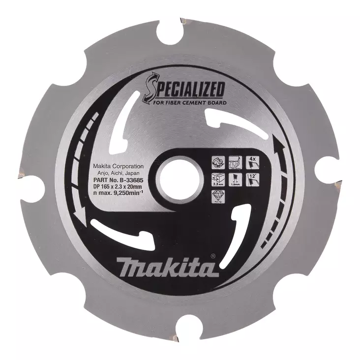 MAKITA PYÖRÖSAHANTERÄ 165X20X2,3MM, Z-4 KIVIKUITULEVYLLE, DSP600, DSP601 JA SP6000 - Pyörösahanterät puulle - B-33685 - 1
