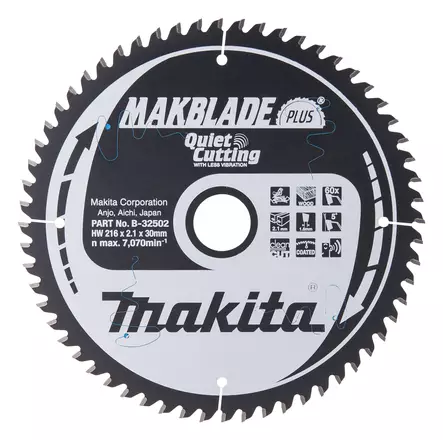 MAKITA PYÖRÖSAHANTERÄ 216X30X2,1MM, Z-60 PUULLE - Pyörösahanterät puulle - B-08676 - 1