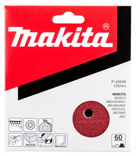 MAKITA HIOMAPYÖRÖ 125MM K60, 10KPL, ALUMIINIOKSIDI, SIDEAINE HARTSI - Kulmahiomakoneen terät - P-43549 - 2